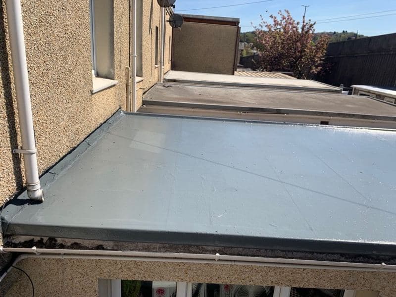 The extension with its new rubber roof