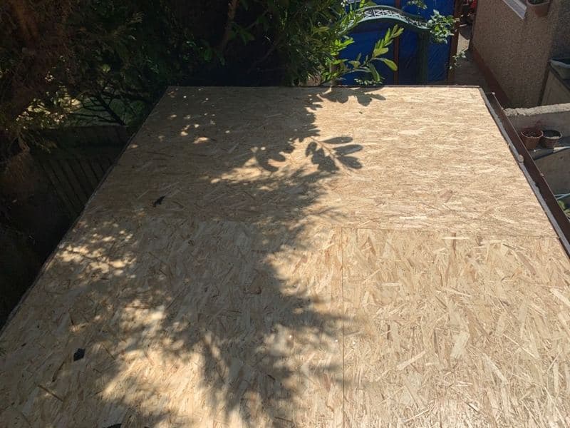 New deck boards on the flat roof