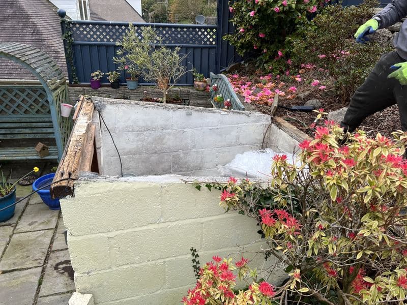 Outbuilding roof stripped back