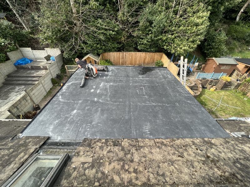 The same flat roof finished in rubber (EPDM)