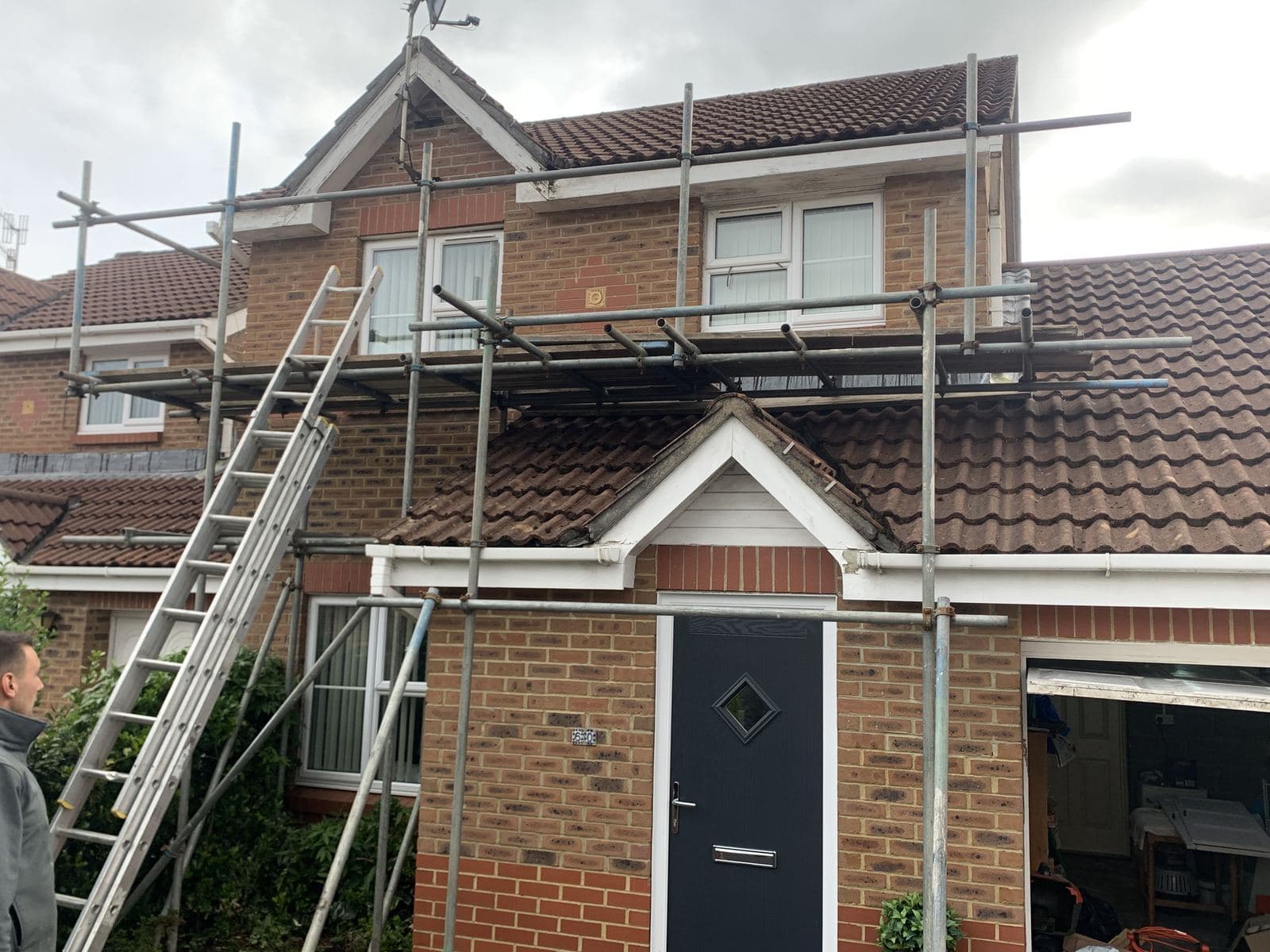 Scaffolding up at the front of a house for new fascias